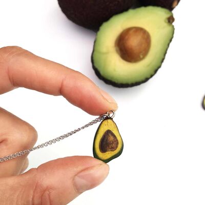 Avocado necklace - silver plated chain