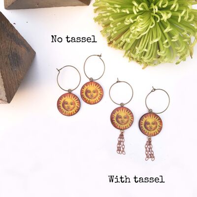 Big sun earrings - No tassel - Silver plate