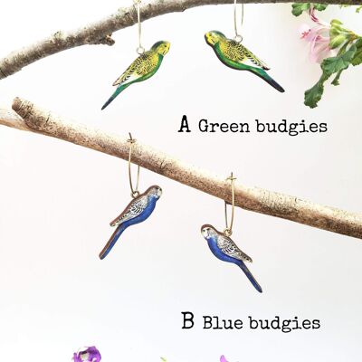 Blue budgie silver plated chain necklace