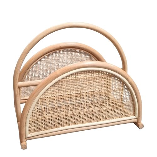 Zeitungskorb aus Rattan Magazinkorb Zeitungsständer Zeitschriftenkorb ALOR beige