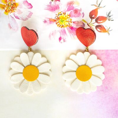 Heart Attached Daisies Earrings - Maxi Size