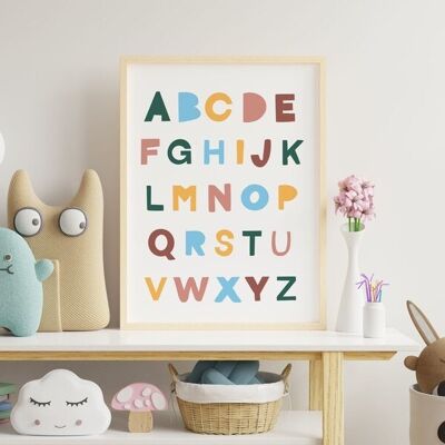 Child alphabet illustration poster