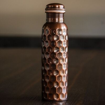 Pure Copper Water Bottle Diamond Antique- 1 liter