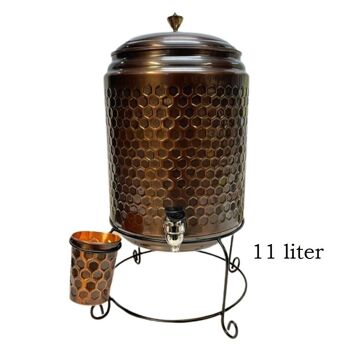 Réservoir d'eau en cuivre pur (11 l) + 1 tasse (diamant antique) 1