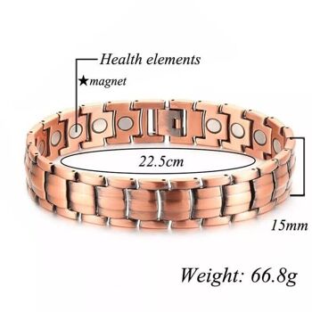 Bracelet magnétique de luxe en cuivre - 1,5 cm 4