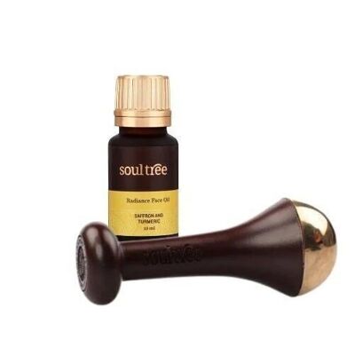 Soultree Everyday Radiance essentials (10 ml de aceite facial Radiance con azafrán y cúrcuma y varita Kansa)