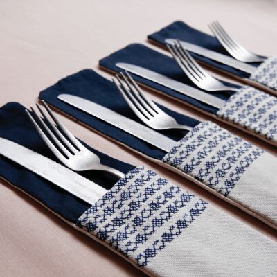 Decorative Embroidered Cutlery Pockets Table Set