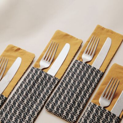 Decorative cutlery bags table set print 03