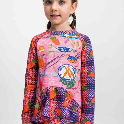 Girl's pink carrot cotton DRESS - MOOSEWAY