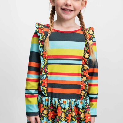 ROBE fille rayures fleuries multicolores - DUNBEATH