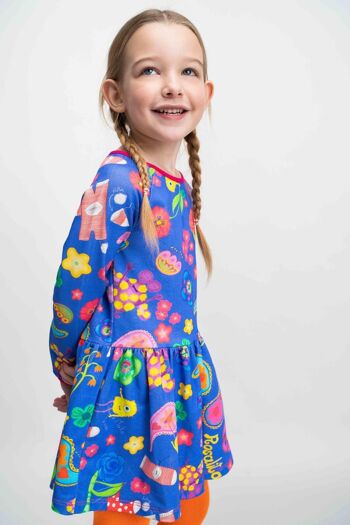 ROBE pour fille bleu coton fleurs - DURNESS 2