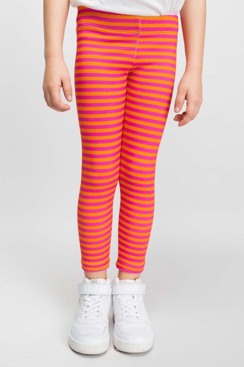 LEGGINGS niña rayas rosa naranja algodón - HAWICK