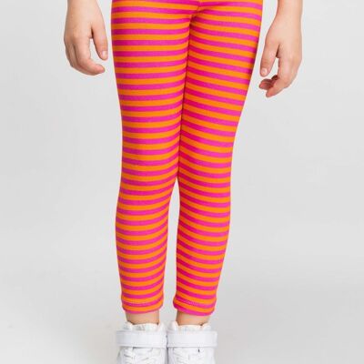 LEGGINGS girl striped pink orange cotton - HAWICK