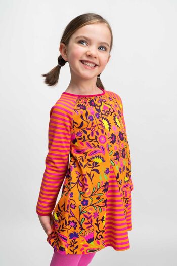 ROBE fille coton fleurs orange - HAWICK 2