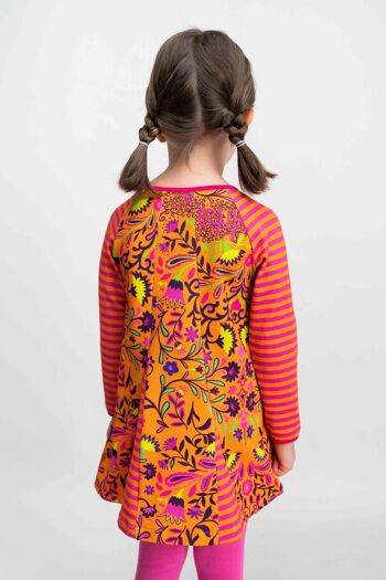 ROBE fille coton fleurs orange - HAWICK 3