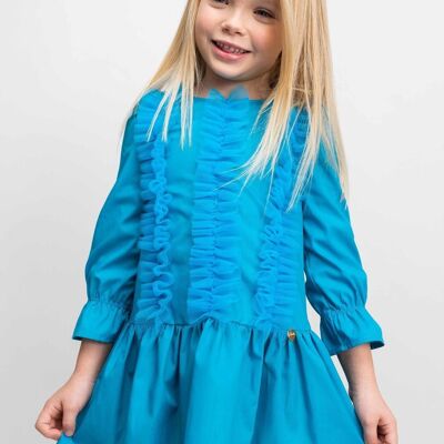 BLUE DRESS FOR GIRLS - LOTHIAN TURQUOISE