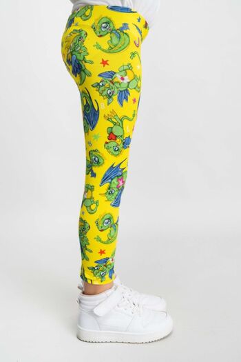 LEGGINGS fille coton dragon jaune - ALITINE 2