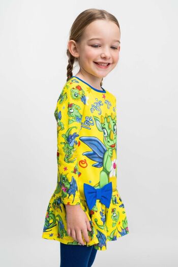 ROBE coton dragon jaune fille - ALITINE 2