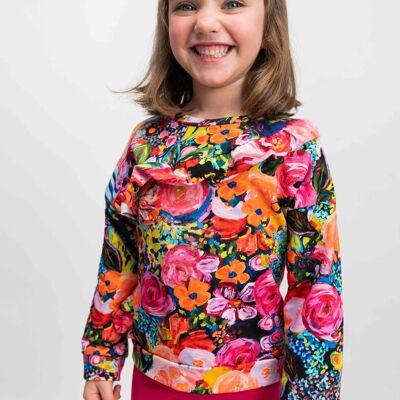 SWEATSHIRT girl multicolor cotton flowers - AYRSHIRE