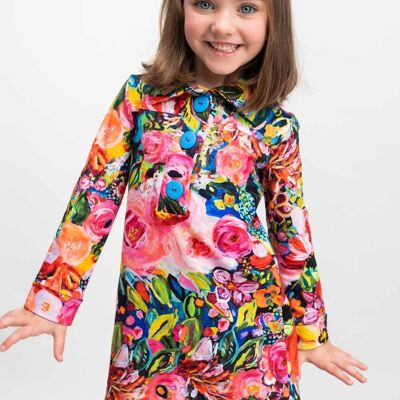 Girl's multicolored flowered cotton DRESS - AYRSHIRE