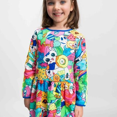 Mehrfarbiges Mädchenkleid aus Baumwolle - BOOTHBAY