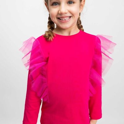 Pink cotton girl TUNIC - BORDERS FUCHSIA