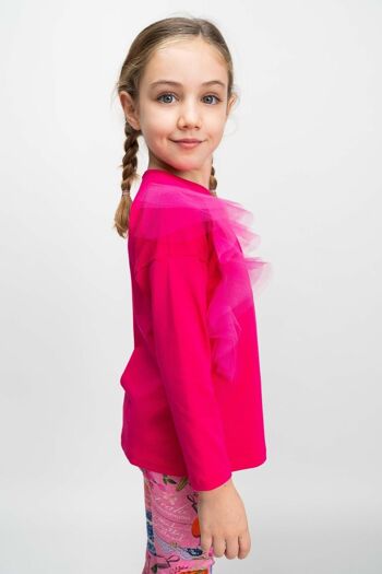 TUNIQUE fille en coton rose - BORDURES FUCHSIA 2