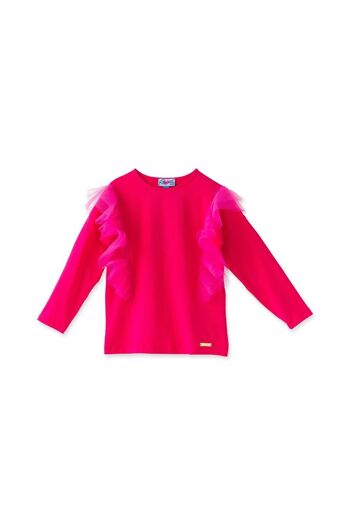 TUNIQUE fille en coton rose - BORDURES FUCHSIA 4