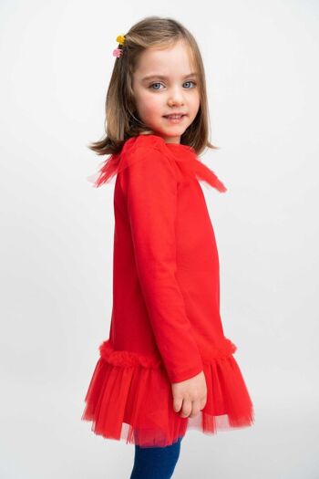 ROBE EN COTON FILLE - BORDURES ROUGES 2