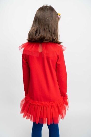 ROBE EN COTON FILLE - BORDURES ROUGES 3