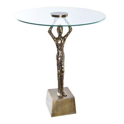 SIDE TABLE ALUMINUM GLASS 46X46X57 MAN AL196574