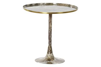 TABLE D'APPOINT ALUMINIUM 51X51X51 SIMIL MARBRE LD185800 1