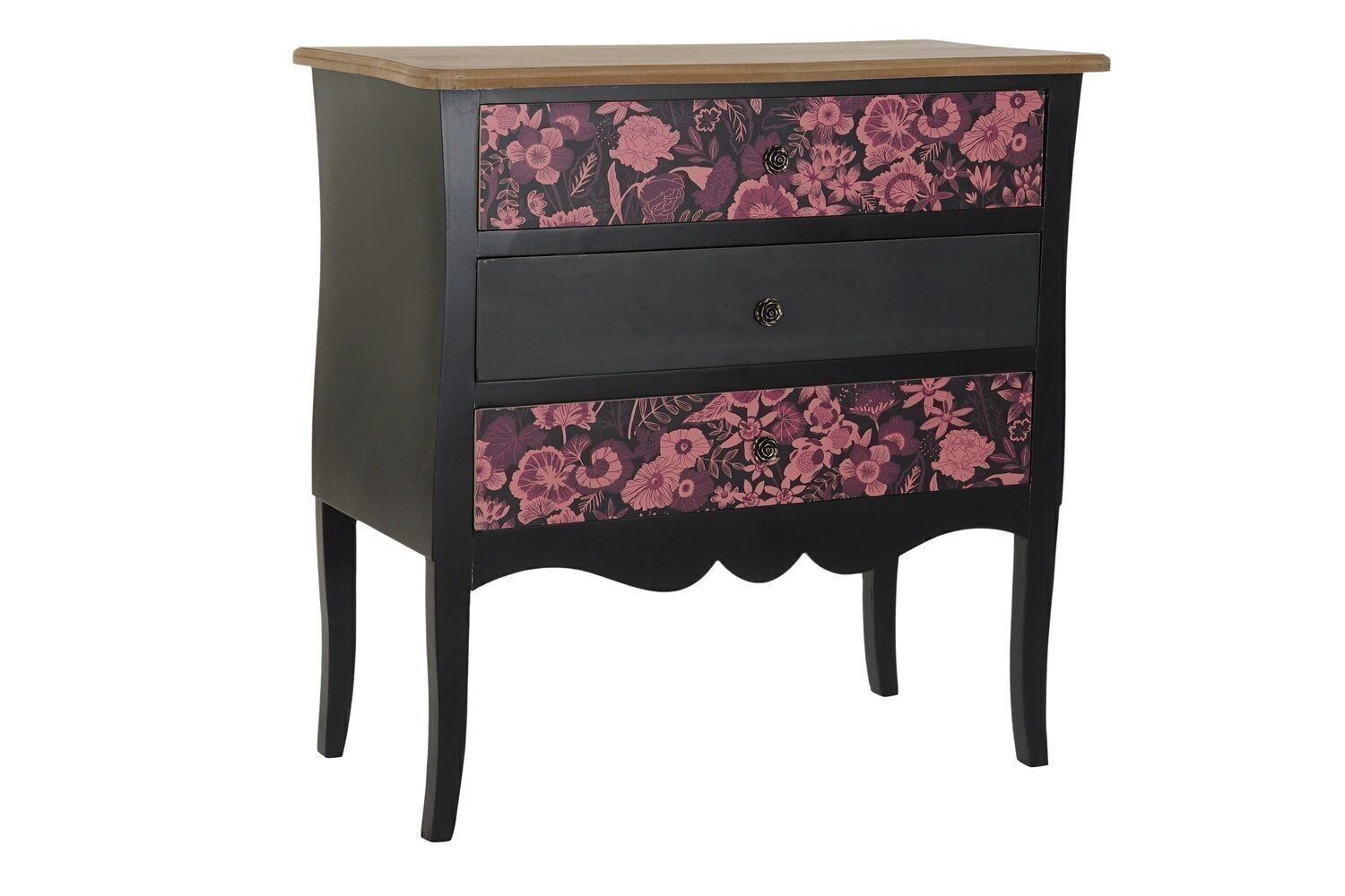 CASSETTIERA MDF 76X39X75,5 NERO FLOREALE LD191438