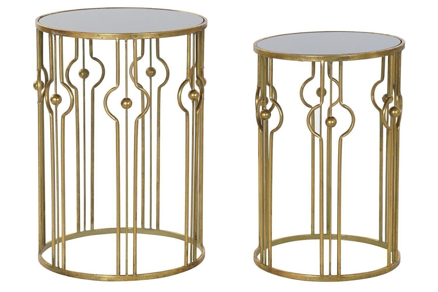 SET TAVOLINO 2 SPECCHI IN METALLO 39X39X55 LD192184