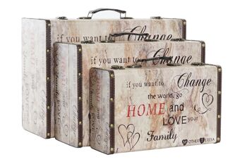 COFFRET SET 3 TOILES BOIS 46X33X19 LOVE BEIGE LD193411 4