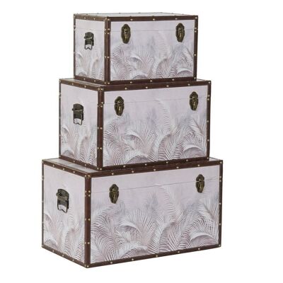 TRUNK SET 3 CANVAS MDF 59,5X34X34 TROPICAL GRAY LD193800