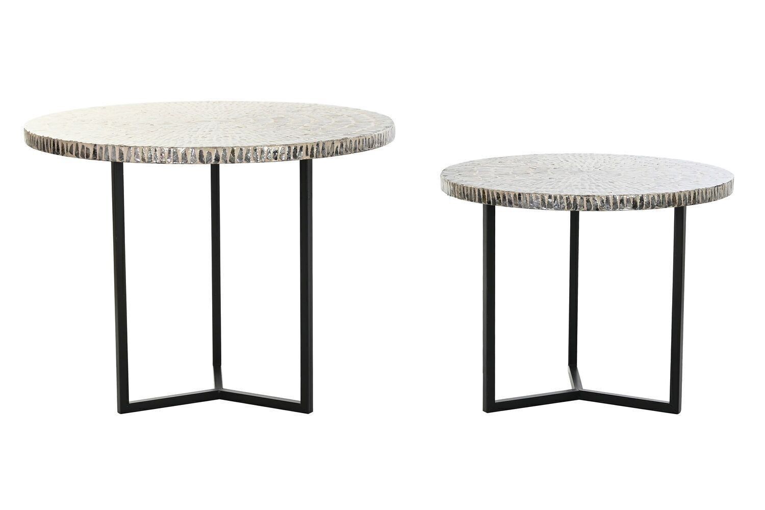 TAVOLINO SET 2 NACRE IRON 76X76X60 BEIGE LD194113