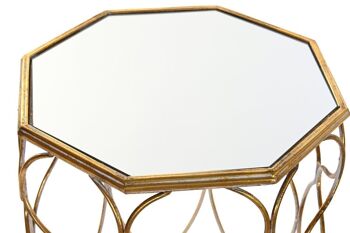 TABLE D'APPOINT SET 2 MÉTAL MIROIR 42X42X63 DORÉ LD195515 2