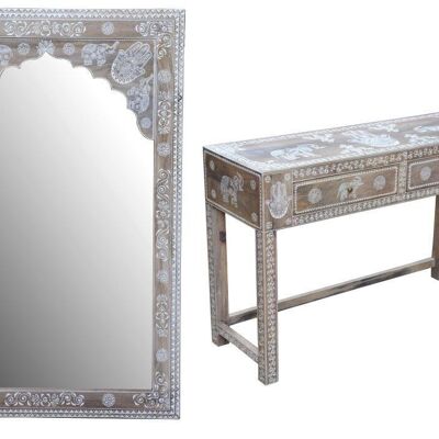 CONSOLE SET 2 POIGNÉE ACRYLIQUE 117X40X76 MIROIR LD205719