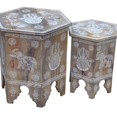 SIDE TABLE SET 2 ACRYLIC HANDLE 48X41,5X49 LD205722