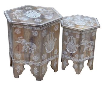 TABLE D'APPOINT SET 2 POIGNEE ACRYLIQUE 48X41,5X49 LD205722