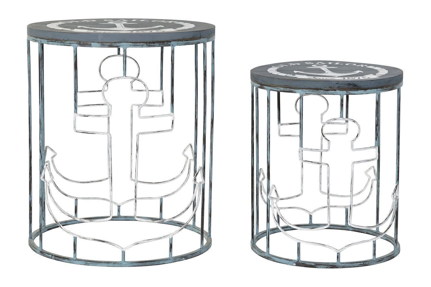 SET TAVOLINO 2 METALLO MDF 50X50X60 BLU LM181732