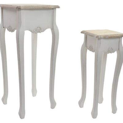 TABLE D'APPOINT SET 2 SAPIN 35X35X80 4.50 NATUREL MB146703