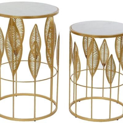 SIDE TABLE SET 2 METAL 42X42X65,5 SHEETS MB163176