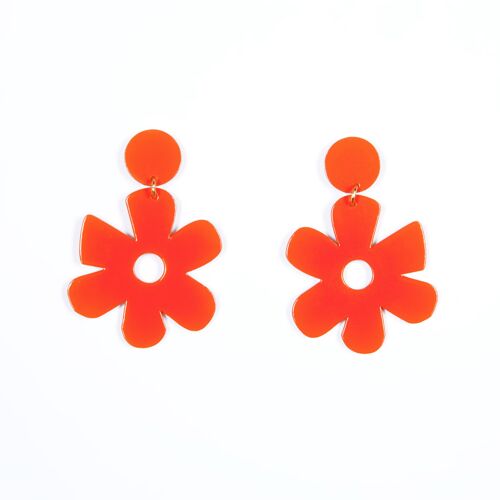 Boucles d'oreilles Capucine XL Orange Fluo