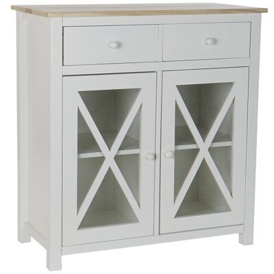 TIROIR PEUPLIER VERRE 80X40X85 BLANC MB173865