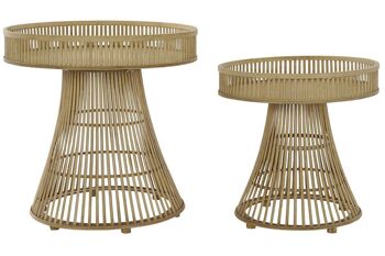 TABLE D'APPOINT SET 2 ROTIN BAMBOU 61,5X61,5X61 MB177885 1