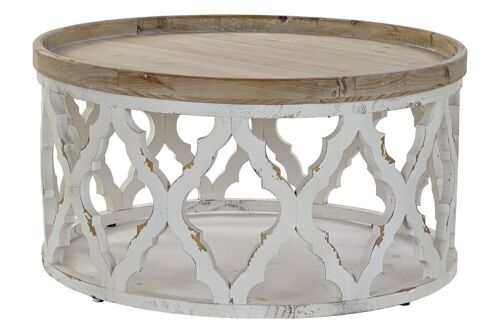 MESA CENTRO ABETO MDF 81X81X43,5 ENVEJECIDO BLANCO MB179361