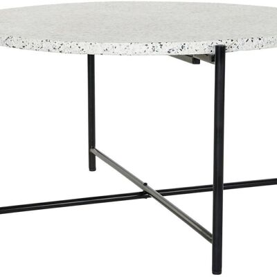 TABLE BASSE EN PIERRE DE FER 80X80X45 NOIR TERRAZZO MB179466