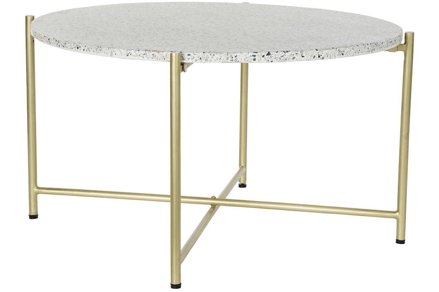 TAVOLINO BASSO IRON STONE 81X81X44 BIANCO TERRAZZO MB179468